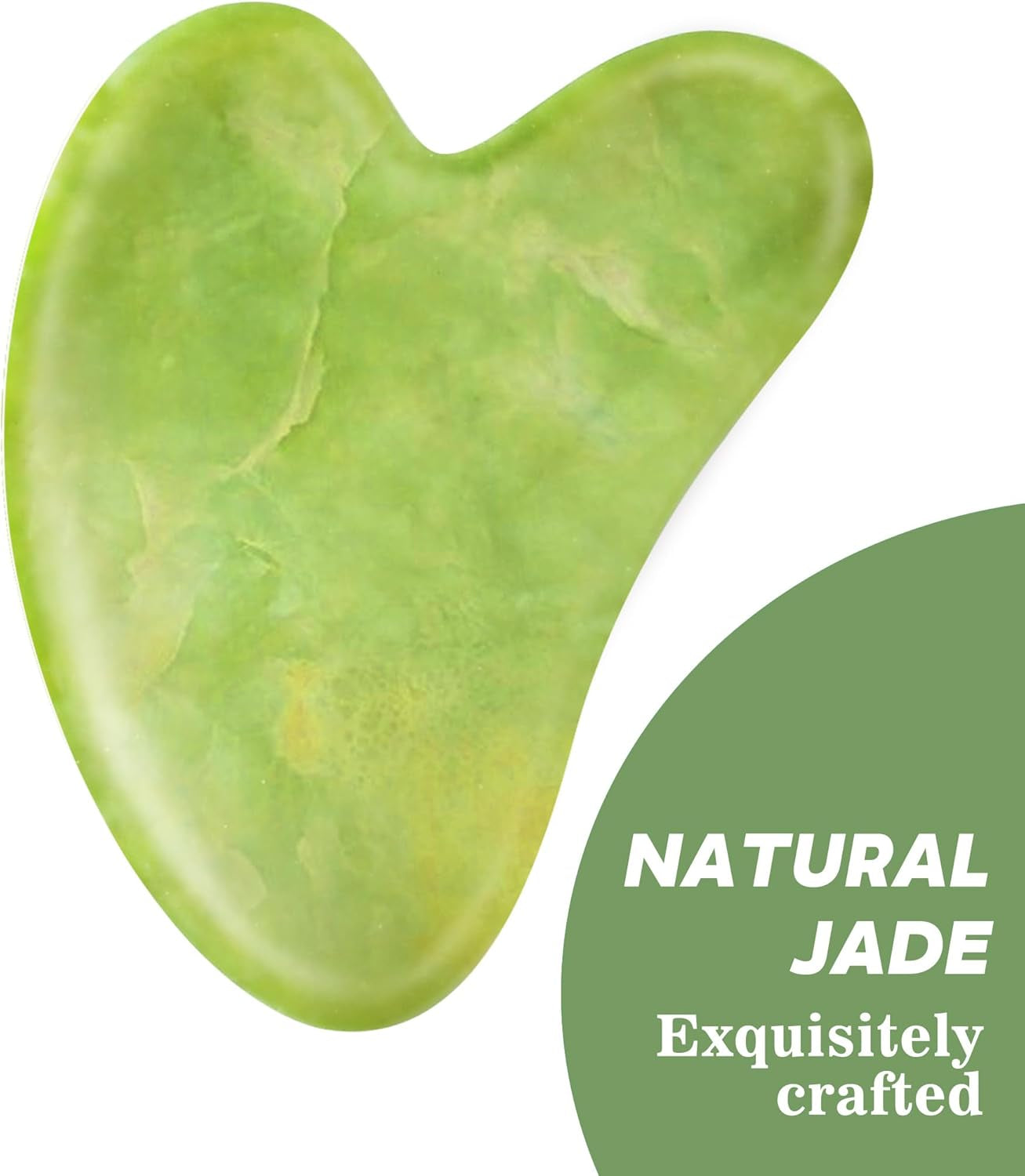 Jade Gua Sha Facial Tool — Face & Body Massage Stone for Sculpting & Skincare (Green)