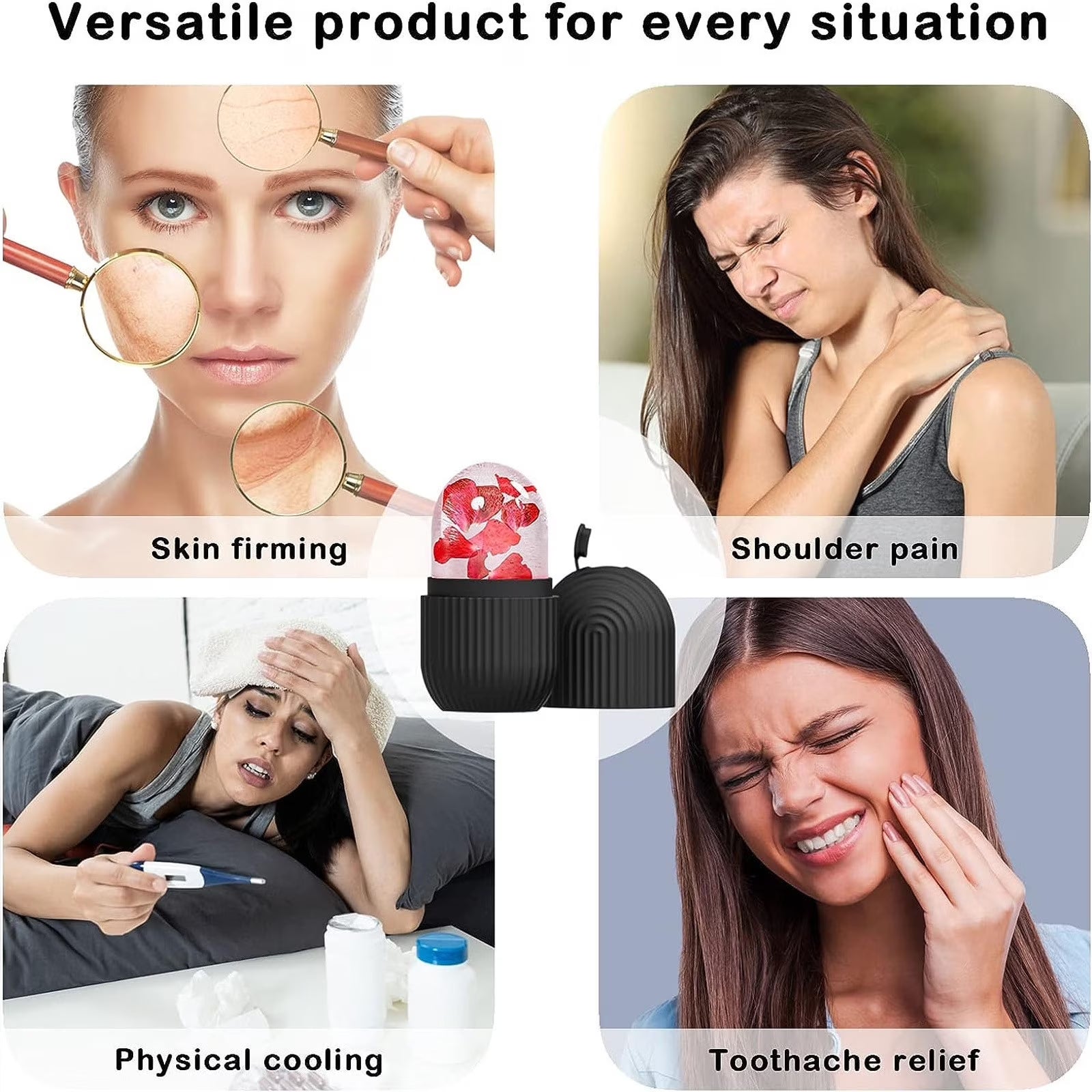 Ice Roller for Face & Eyes — Silicone Skincare Tool for Facial Massage & De-Puffing