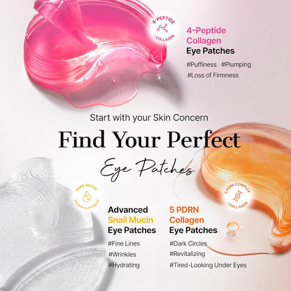 Collagen Hydrogel Eye Patches — Cooling & Firming Under-Eye Mask with Peptides & Caffeine, Korean Skincare (60 Count)