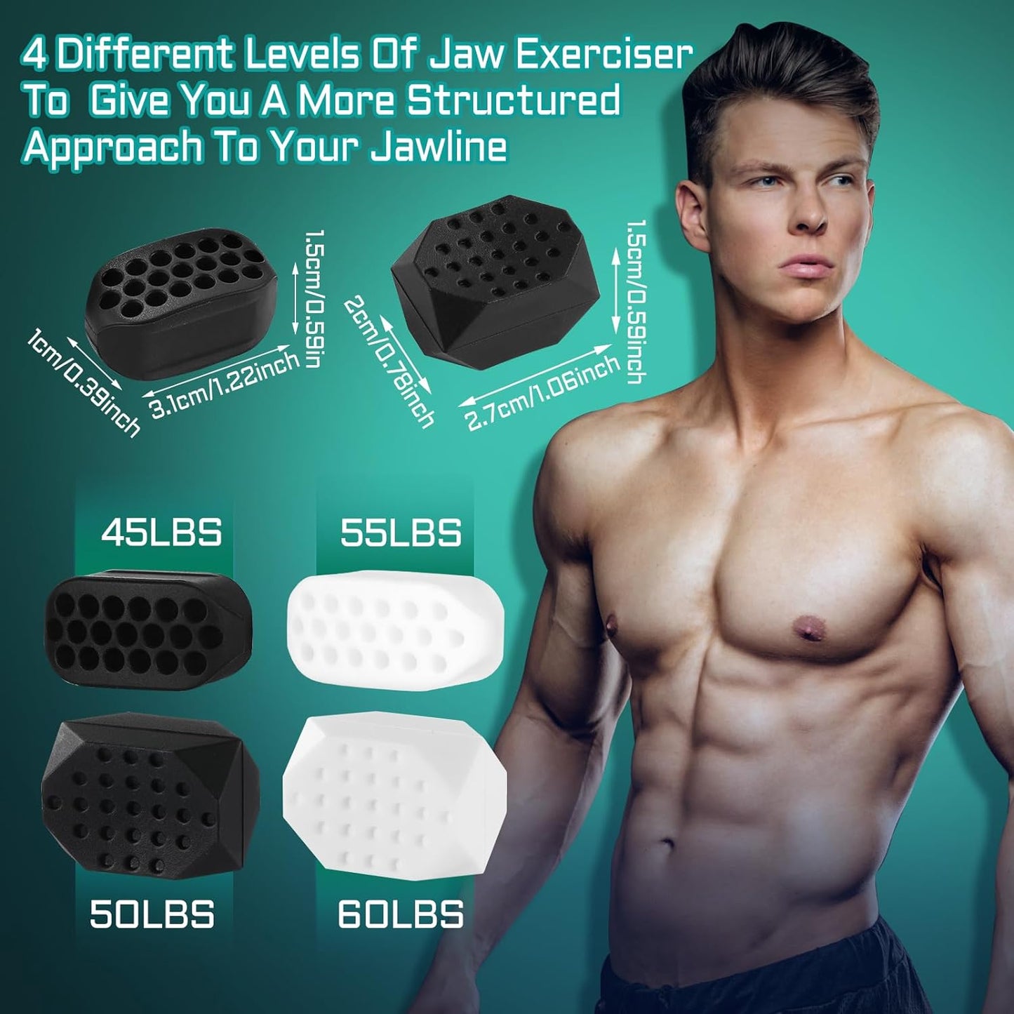 Jaw Exerciser for Men Women - 4 Resistance Levels Jawline Trainer, Silicone Mewing Device, Face Workout Tool, Jaw Toner