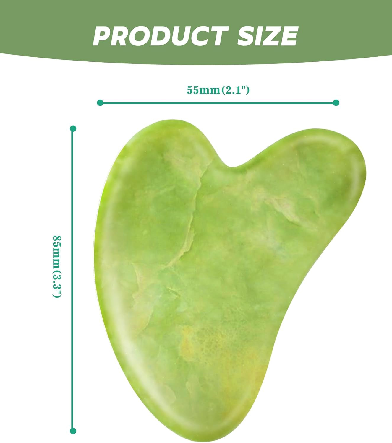 Jade Gua Sha Facial Tool — Face & Body Massage Stone for Sculpting & Skincare (Green)