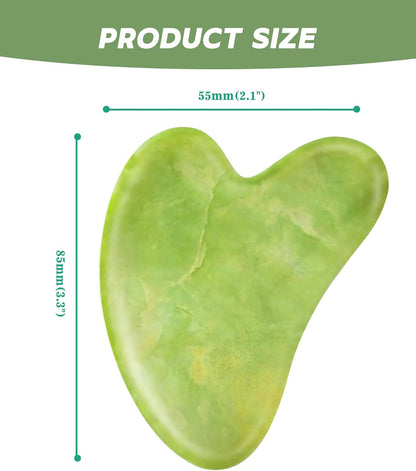 Jade Gua Sha Facial Tool — Face & Body Massage Stone for Sculpting & Skincare (Green)
