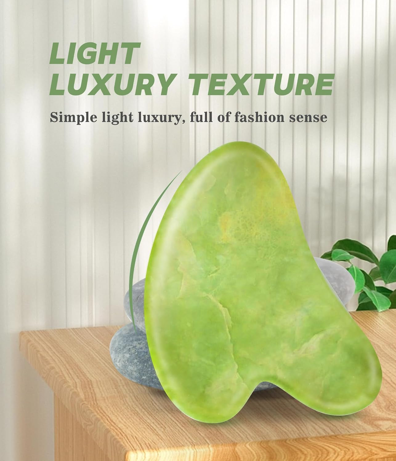 Jade Gua Sha Facial Tool — Face & Body Massage Stone for Sculpting & Skincare (Green)