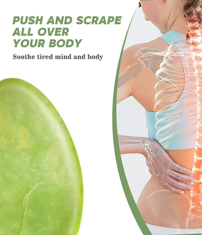 Jade Gua Sha Facial Tool — Face & Body Massage Stone for Sculpting & Skincare (Green)