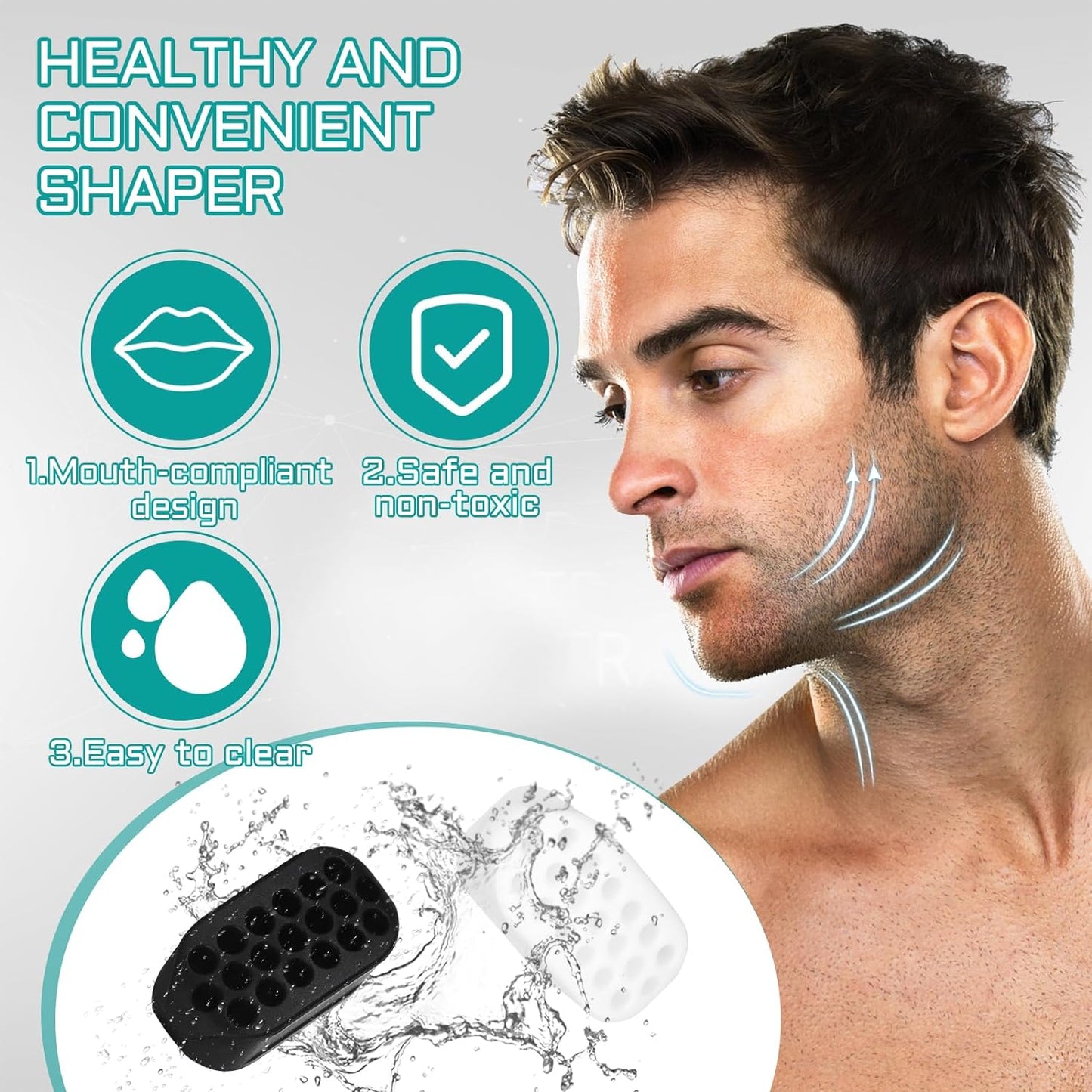 Jaw Exerciser for Men Women - 4 Resistance Levels Jawline Trainer, Silicone Mewing Device, Face Workout Tool, Jaw Toner