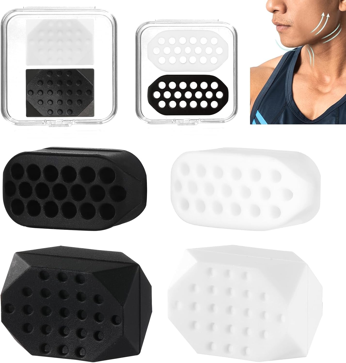 Jaw Exerciser for Men Women - 4 Resistance Levels Jawline Trainer, Silicone Mewing Device, Face Workout Tool, Jaw Toner