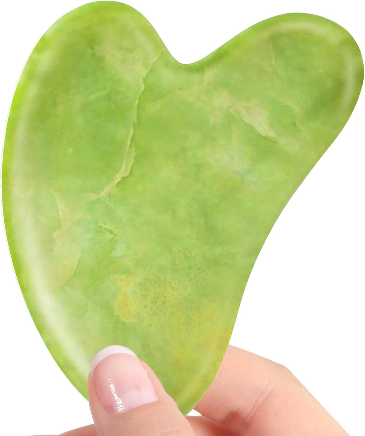 Jade Gua Sha Facial Tool — Face & Body Massage Stone for Sculpting & Skincare (Green)