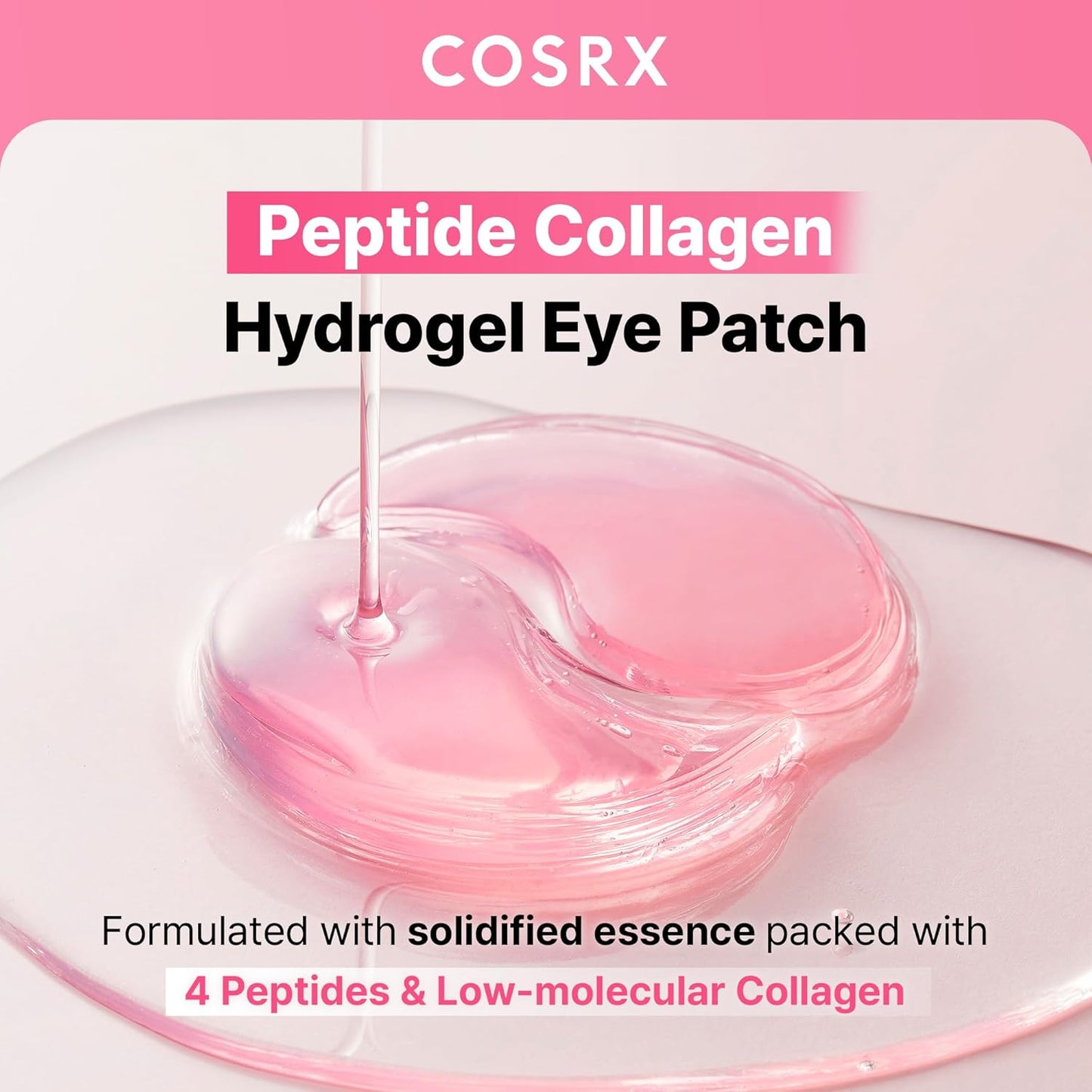 Collagen Hydrogel Eye Patches — Cooling & Firming Under-Eye Mask with Peptides & Caffeine, Korean Skincare (60 Count)
