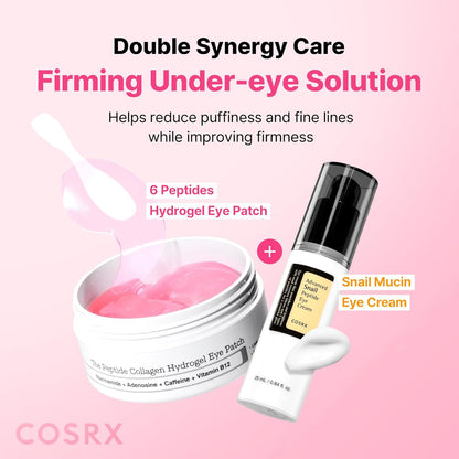 Collagen Hydrogel Eye Patches — Cooling & Firming Under-Eye Mask with Peptides & Caffeine, Korean Skincare (60 Count)